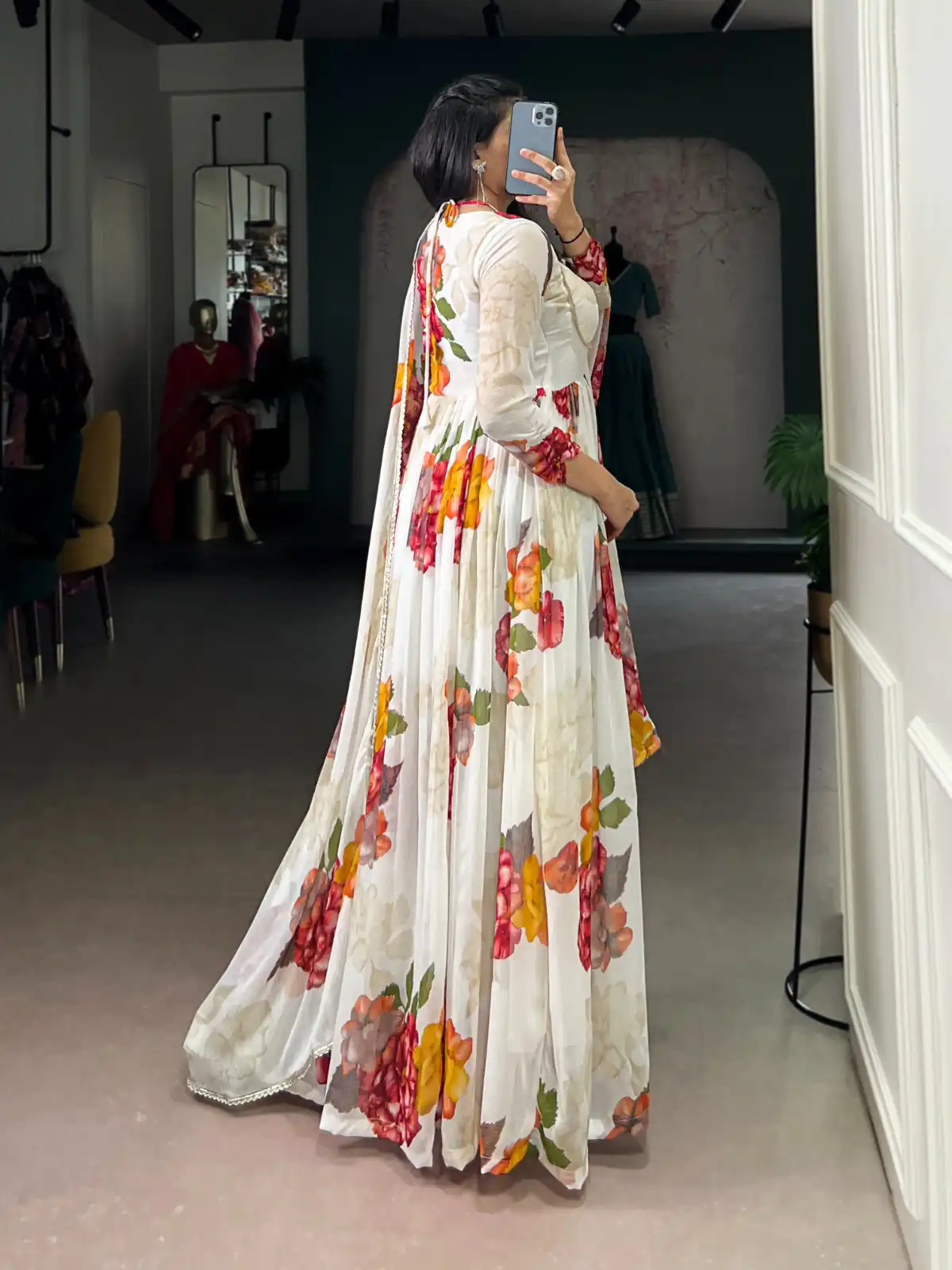 YNF 5103 White Lace Work Gown in Chiffon. Get it for ₹1899. Wedding, Party, Festive, Events Delivery 4-6 Working Days. Shop now. | Bollywood Gowns, Creative Gowns, Designer Gowns, Embroidered Gowns, Gowns, Party Wear Gowns