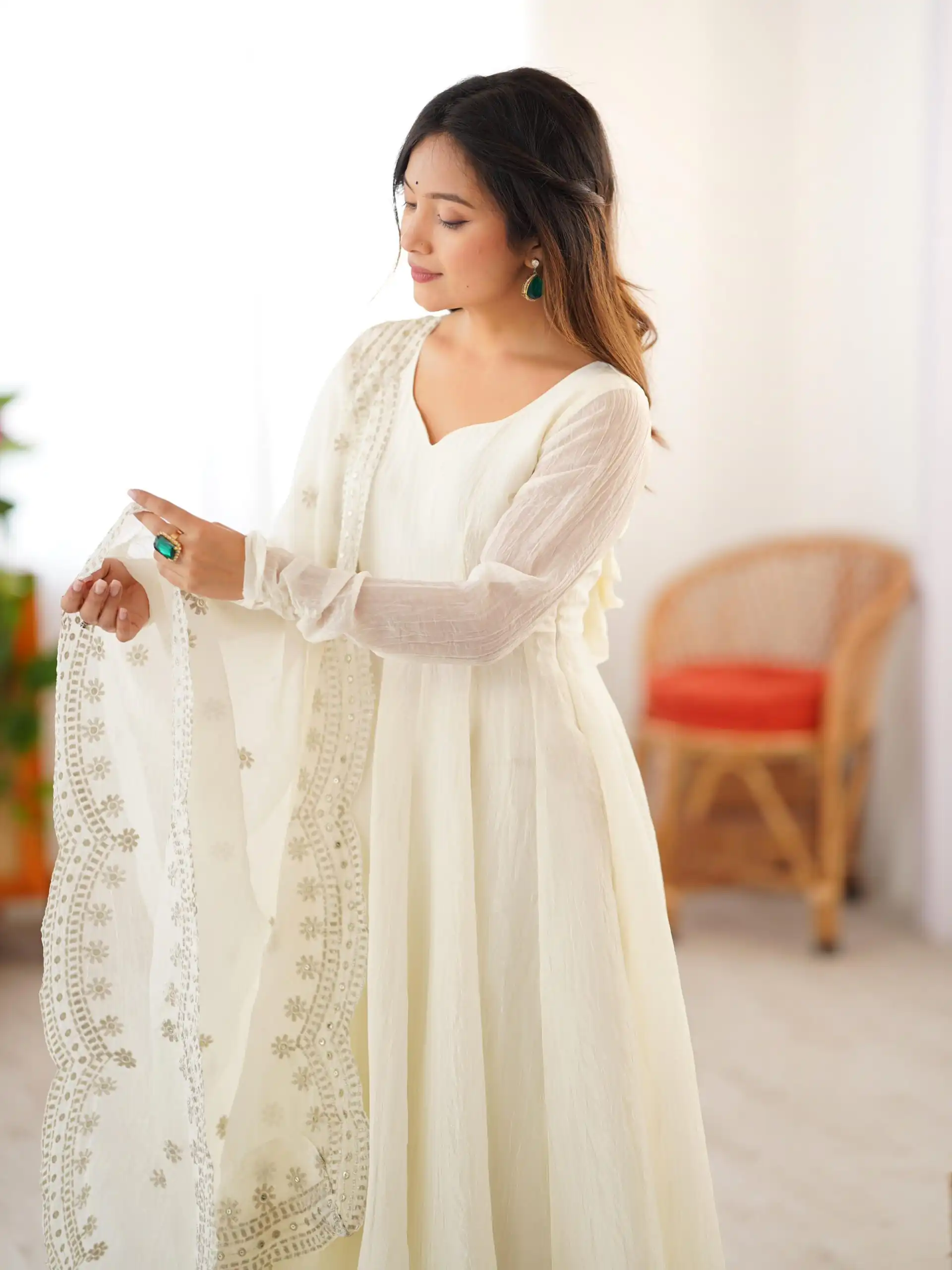 SSR 5006 White Fandy Silk Gown Perfect for Wedding, Party, Pongal, Traditional Day, Baby Shower – . Get it for ₹1999. Delivery 4-6 Working Days. Shop | Bollywood Gowns, Creative Gowns, Designer Gowns, Embroidered Gowns, Gowns, Party Wear Gowns