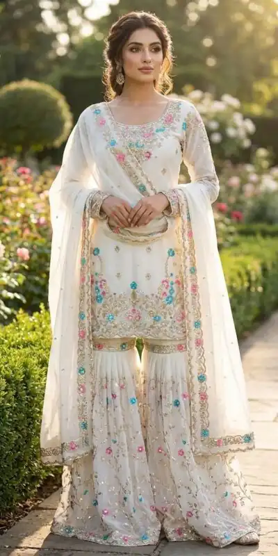 RTC 5956 White Organza Silk Salwar Suit Perfect for Wedding, Party, Mehendi, Lohri, Housewarming – . Special Price ₹3049. Delivery 4-6 Working Days. | Jump Suits, Straight Suits, Tops & Bottoms, Track Suits, Trendy Wear, Casual Suits, Creative suits, Designer Suits, Palazzo Suits, Party Wear Suits, Patiala Suits, Salwar suit