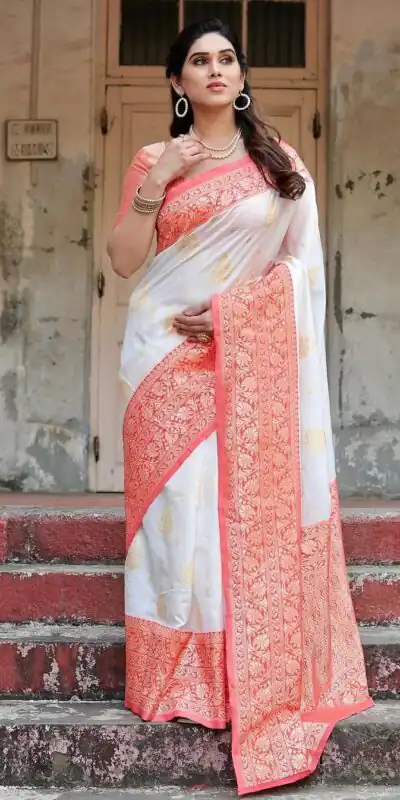 KPR 126 White in Red Soft Lichi Silk Designer Work Saree . Wedding, Party, Festive, Events, Affordable Price ₹1499. Delivery 4-6 Working Days. Shop now. | Bollywood Sarees, Creative Sarees, Designer Sarees, Embroidered Sarees, Ethnic Saree, Modern Digital sarees, Party Wear Sarees, Sarees