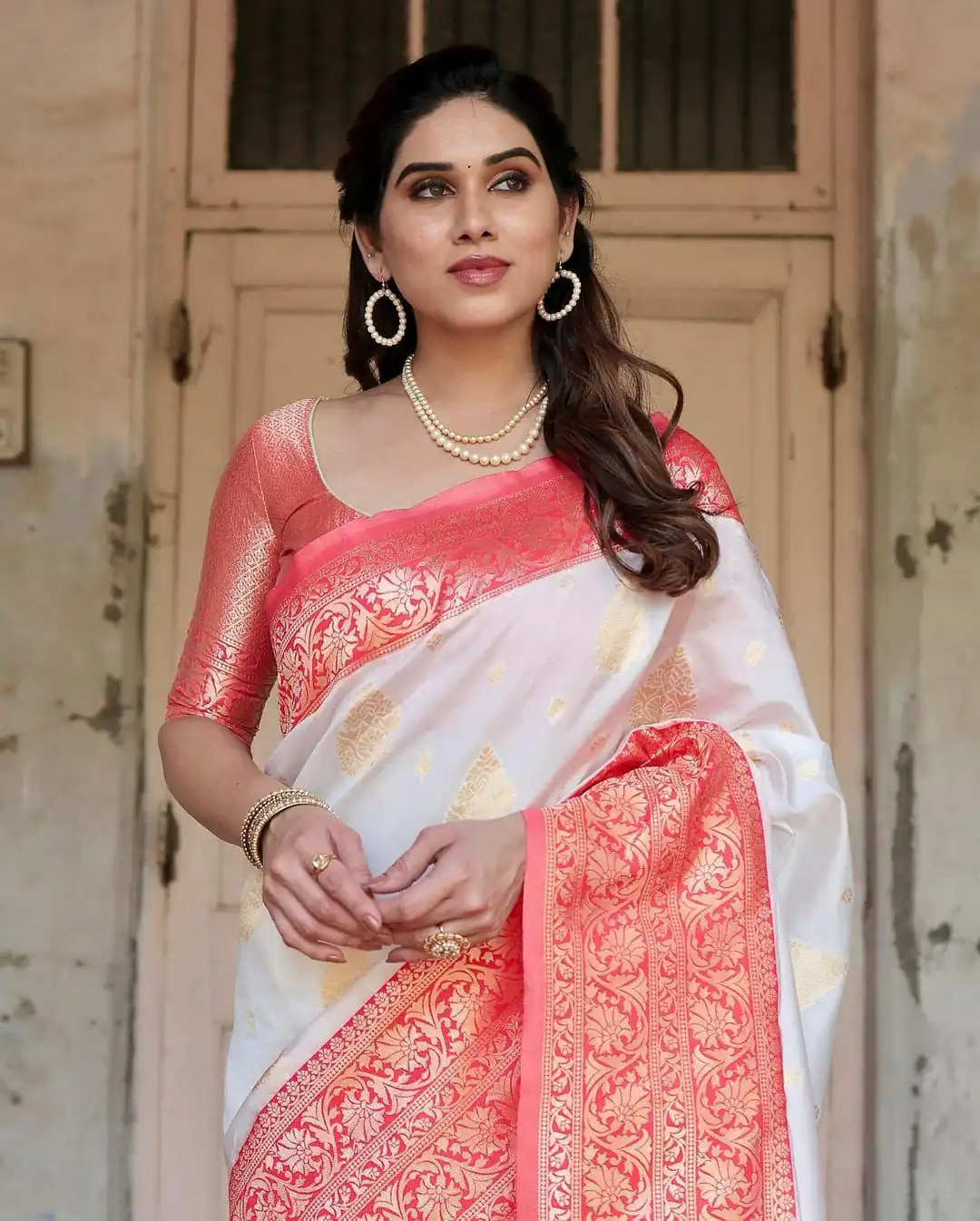 KPR 126 White in Red Soft Lichi Silk Designer Work Saree . Wedding, Party, Festive, Events, Affordable Price ₹1499. Delivery 4-6 Working Days. Shop now. | Bollywood Sarees, Creative Sarees, Designer Sarees, Embroidered Sarees, Ethnic Saree, Modern Digital sarees, Party Wear Sarees, Sarees