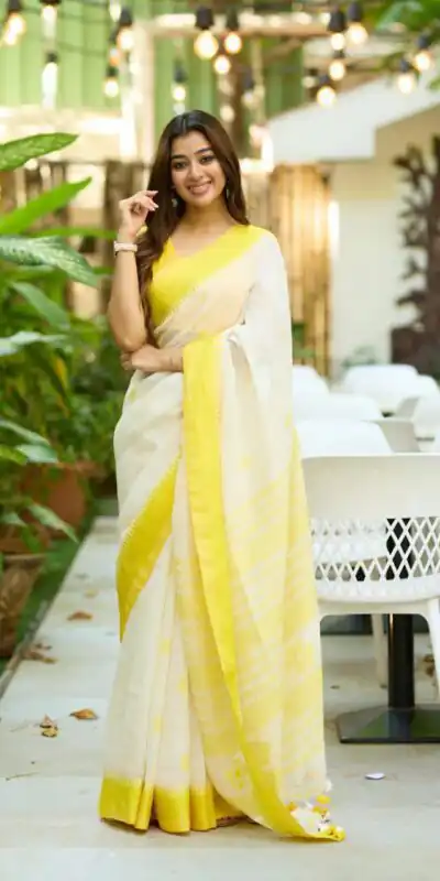 KPR 251 White Soft Lilan Slab Saree Perfect for Wedding, Party, Temple Visit, Sangeet, Pooja – . Festive Deal ₹1349. Delivery 4-6 Working Days. Shop now. | Bollywood Sarees, Creative Sarees, Designer Sarees, Embroidered Sarees, Ethnic Saree, Modern Digital sarees, Party Wear Sarees, Sarees