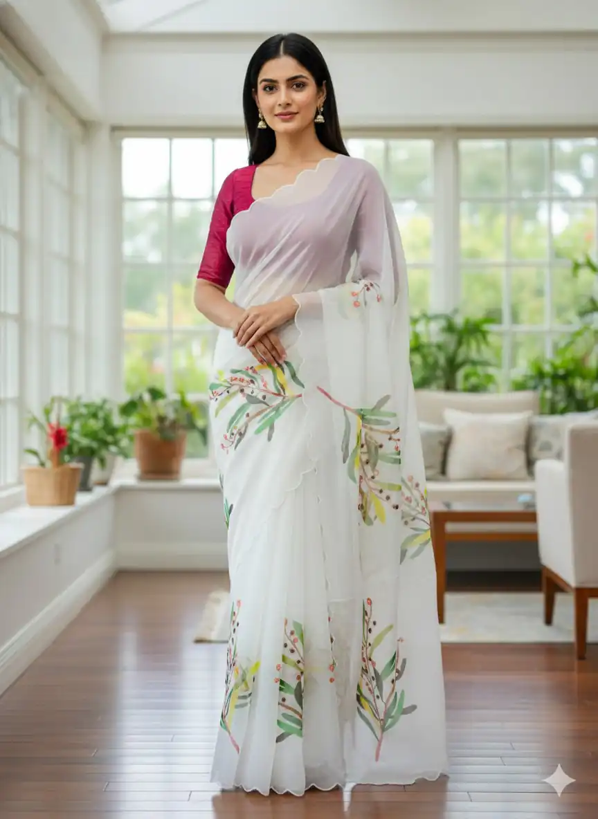 BT 412 White TB Organza Saree with Digital Print. Wedding, Party, Festive, Events, Navratri Garba, Special Price ₹1649. Delivery 4-6 Working Days. Shop now. | Bollywood Sarees, Creative Sarees, Designer Sarees, Embroidered Sarees, Ethnic Saree, Modern Digital sarees, Party Wear Sarees, Sarees