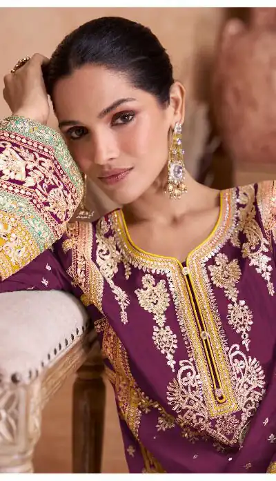 DS Ashirvad 7406 Wine in Color Chinon Embroidery Work Salwar Suit . Special Price ₹2449. Delivery 4-6 Working Days. Shop now. | Jump Suits, Tops & Bottoms, Track Suits, Trendy Wear, Casual Suits, Creative suits, Designer Suits, Palazzo Suits, Party Wear Suits, Patiala Suits, Salwar suit, Straight Suits