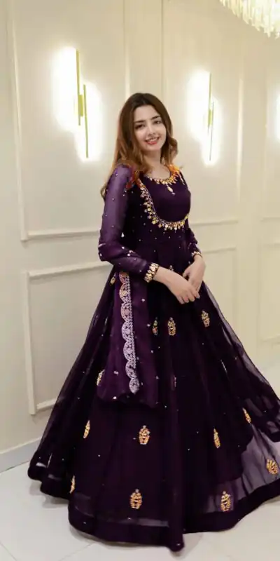 LG 2006 Wine Georgette Gown Perfect for Wedding, Party, Engagement, Diwali, Sangeet . Exclusive Offer ₹1999. Delivery 4-6 Working Days. Shop now. | Bollywood Gowns, Creative Gowns, Designer Gowns, Embroidered Gowns, Gowns, Party Wear Gowns