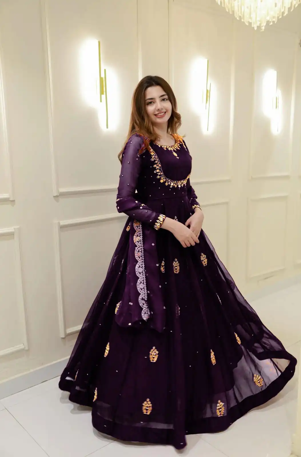 LG 2006 Wine Georgette Gown Perfect for Wedding, Party, Engagement, Diwali, Sangeet . Exclusive Offer ₹1999. Delivery 4-6 Working Days. Shop now. | Bollywood Gowns, Creative Gowns, Designer Gowns, Embroidered Gowns, Gowns, Party Wear Gowns