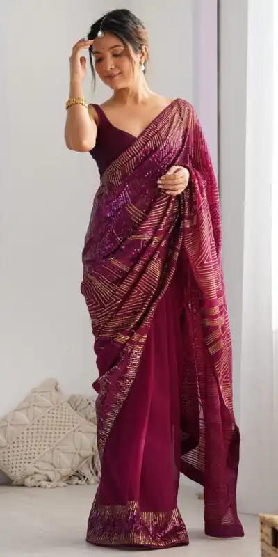 JR 626 Wine Georgette Saree Perfect for Wedding, Party, Eid, Anniversary, Diwali – . Special Price ₹1799. Delivery 4-6 Working Days. Shop now. | Bollywood Sarees, Creative Sarees, Designer Sarees, Embroidered Sarees, Ethnic Saree, Modern Digital sarees, Party Wear Sarees, Sarees