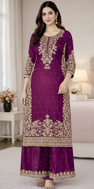 SSR 535 Wine Color in Organza Silk Embroidery Work Salwar Suit . Available at ₹2399 only. Delivery 4-6 Working Days. Shop now. | Jump Suits, Straight Suits, Tops & Bottoms, Track Suits, Trendy Wear, Casual Suits, Creative suits, Designer Suits, Palazzo Suits, Party Wear Suits, Patiala Suits, Salwar suit