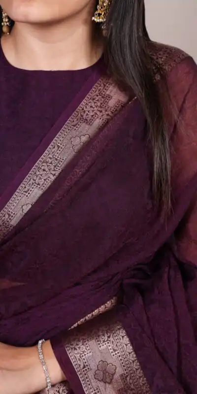 YNF 7911 Wine Poly Shimmer Saree Perfect for Wedding, Party, Ganesh Chaturthi, Bridal Wear, Temple Visit –. Available at ₹1499 only. Delivery 4-6 Workin | Bollywood Sarees, Creative Sarees, Designer Sarees, Embroidered Sarees, Ethnic Saree, Modern Digital sarees, Party Wear Sarees, Sarees