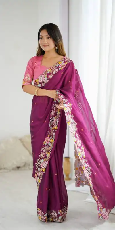BT 1303 Wine Premium Noha Crush Saree with Sequins Work & Embroidery Work. Exclusive Offer ₹2149. Delivery 4-6 Working Days. Shop now. | Bollywood Sarees, Creative Sarees, Designer Sarees, Embroidered Sarees, Ethnic Saree, Modern Digital sarees, Party Wear Sarees, Sarees