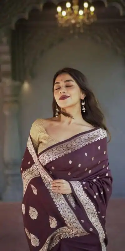 KP 6040 Wine Soft Lilan Slab Saree with Weaving Work Designer Work. Festive Deal ₹1399. Delivery 4-6 Working Days. Shop now. | Bollywood Sarees, Creative Sarees, Designer Sarees, Embroidered Sarees, Ethnic Saree, Modern Digital sarees, Party Wear Sarees, Sarees