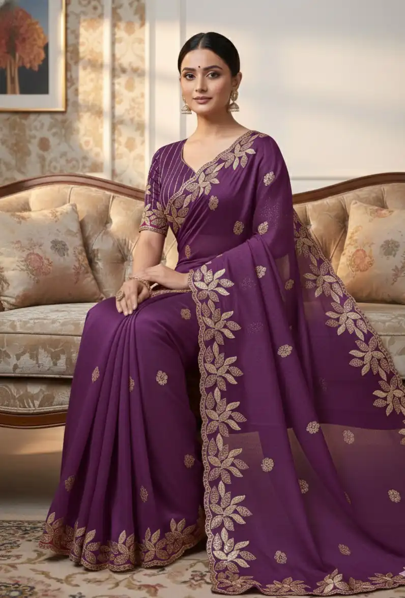 JR 656 Wine Soft Organza Silk Saree Perfect for Wedding, Party, Durga Puja, Baisakhi, Temple Visit – . Affordable Price ₹1799. Delivery 4-6 Working D | Bollywood Sarees, Creative Sarees, Designer Sarees, Embroidered Sarees, Ethnic Saree, Modern Digital sarees, Party Wear Sarees, Sarees