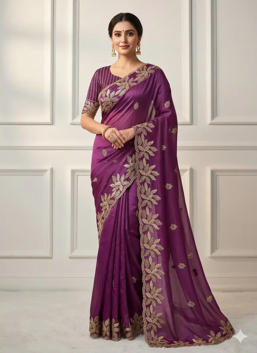 JR 656 Wine Soft Organza Silk Saree Perfect for Wedding, Party, Durga Puja, Baisakhi, Temple Visit – . Affordable Price ₹1799. Delivery 4-6 Working D | Bollywood Sarees, Creative Sarees, Designer Sarees, Embroidered Sarees, Ethnic Saree, Modern Digital sarees, Party Wear Sarees, Sarees