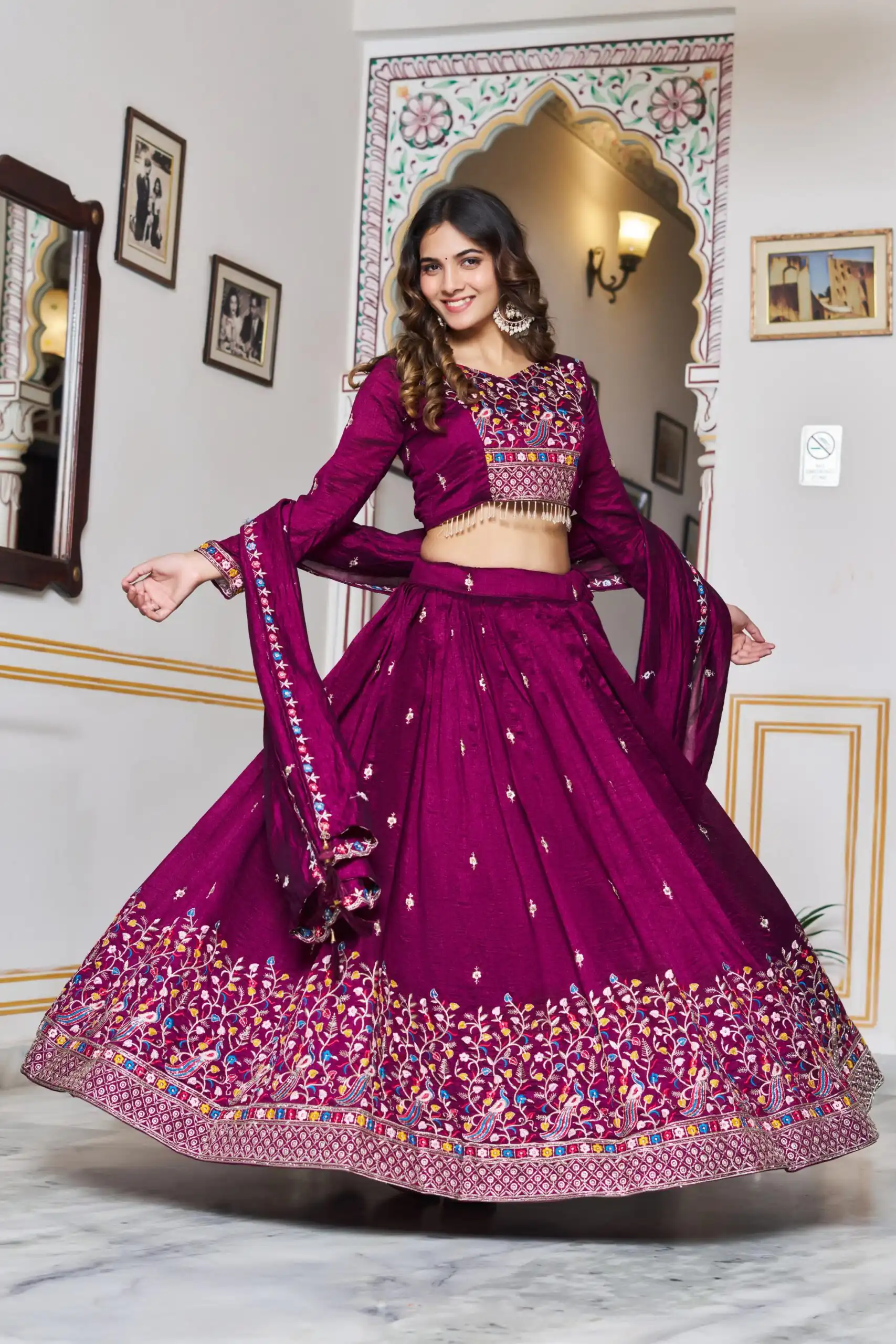 Ram 147 Wine Vichitra Silk Lehenga Choli Perfect for Wedding, Party, Ganesh Chaturthi, Housewarming, Engagement – . Introductory Price ₹3349. Delivery | Bollywood Lehenga, Creative Lehenga, Designer Lehenga, Embroidered Lehenga, Lehenga, Party Wear Lehenga