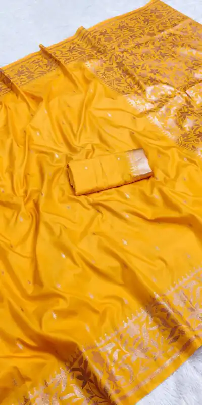 MB 197 Yellow Color Banarasi Silk Saree with Zari Work & Lace Work. Exclusive Offer ₹1899. Delivery 4-6 Working Days. Shop now. | Bollywood Sarees, Creative Sarees, Designer Sarees, Embroidered Sarees, Ethnic Saree, Modern Digital sarees, Party Wear Sarees, Sarees