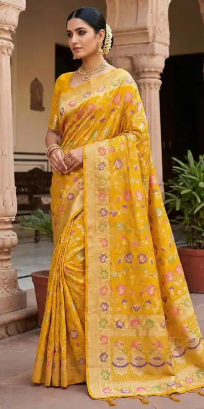 MS 546 Yellow in Color Banarasi Silk Zari Work All Over Saree . Available at ₹1649 only. Delivery 4-6 Working Days. Shop now. | Bollywood Sarees, Creative Sarees, Designer Sarees, Embroidered Sarees, Ethnic Saree, Modern Digital sarees, Party Wear Sarees, Sarees
