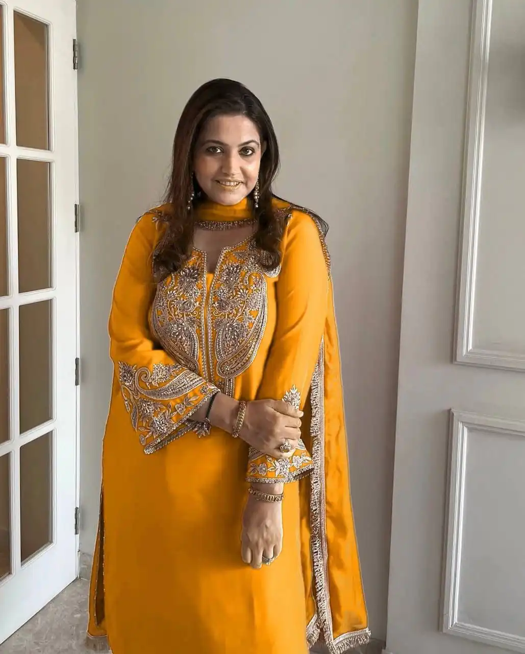 ZSR 3097 Yellow Pure Chinnon Silk With Embroidery Sequence Work With Full Sleeve Salwar Suit Wedding, Party, Festive, Events Exclusive Offer ₹1899. D | Jump Suits, Tops & Bottoms, Track Suits, Trendy Wear, Casual Suits, Creative suits, Designer Suits, Palazzo Suits, Party Wear Suits, Patiala Suits, Salwar suit, Straight Suits