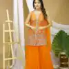 Orange Georgette Embroidery Work Salwar Suit