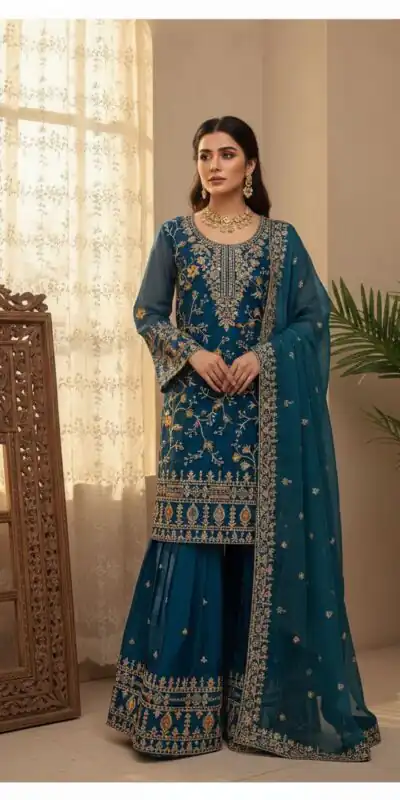 Blue Zimmy Choo Embroidery Work Salwar Suit
