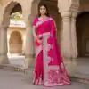 Pink Pure Banarasi Silk Zari Lace Work Saree