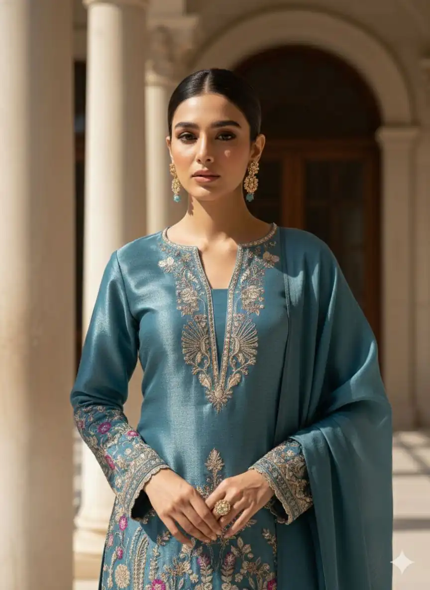 Blue Zimmy Choo With Embroidery Work Salwar Suit - Image 3