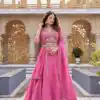 Pink Crunchy Embroidery Work Lehenga Choli