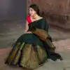Green Soft Lichi Silk Jacquard Border Saree