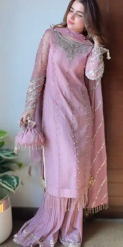 SRK 5276 Baby Pink in Faux Georgette Bead Work & Embroidery Work Salwar Suit . Now at just ₹2049. Delivery 4-6 Working Days. Shop now. | Jump Suits, Straight Suits, Casual Suits, Creative suits, Designer Suits, Palazzo Suits, Party Wear Suits, Patiala Suits, Salwar suit