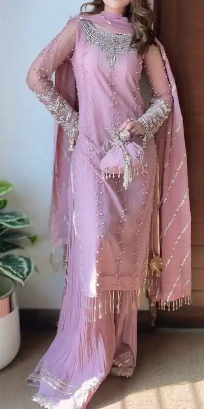 SRK 5276 Baby Pink in Faux Georgette Bead Work & Embroidery Work Salwar Suit . Now at just ₹2049. Delivery 4-6 Working Days. Shop now. | Jump Suits, Straight Suits, Casual Suits, Creative suits, Designer Suits, Palazzo Suits, Party Wear Suits, Patiala Suits, Salwar suit