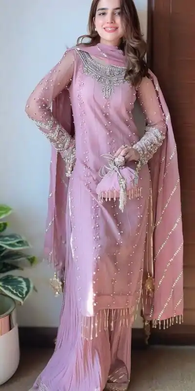 SRK 5276 Baby Pink in Faux Georgette Bead Work & Embroidery Work Salwar Suit . Now at just ₹2049. Delivery 4-6 Working Days. Shop now. | Jump Suits, Straight Suits, Casual Suits, Creative suits, Designer Suits, Palazzo Suits, Party Wear Suits, Patiala Suits, Salwar suit