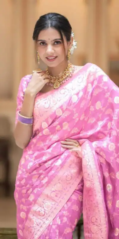 KPR 208 Baby Pink in Color Soft Lichi Silk Designer Work Saree . Available at ₹1399 only. Delivery 4-6 Working Days. Shop now. | Bollywood Sarees, Creative Sarees, Designer Sarees, Embroidered Sarees, Ethnic Saree, Modern Digital sarees, Party Wear Sarees, Sarees