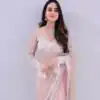 Baby Pink Soft Net Sequins Work Saree