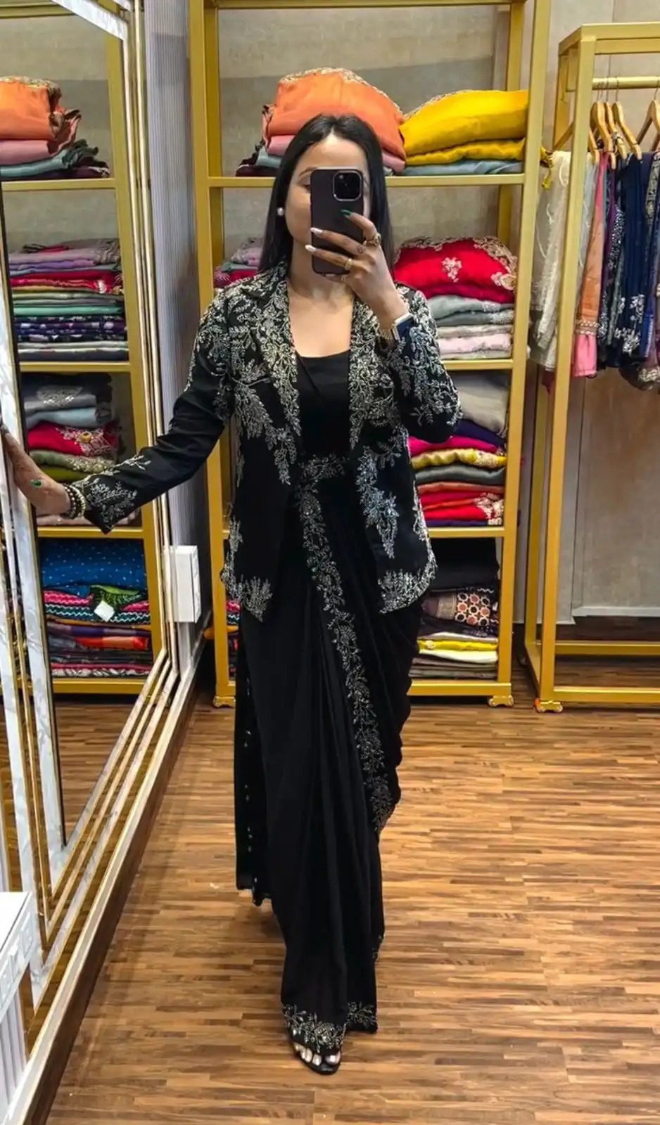 ST 1090 Black Color Chinon Saree with Embroidery Work & Lace Work. Now at just ₹2099. Delivery 4-6 Working Days. Shop now. | Bollywood Sarees, Creative Sarees, Designer Sarees, Embroidered Sarees, Ethnic Saree, Modern Digital sarees, Party Wear Sarees, Sarees