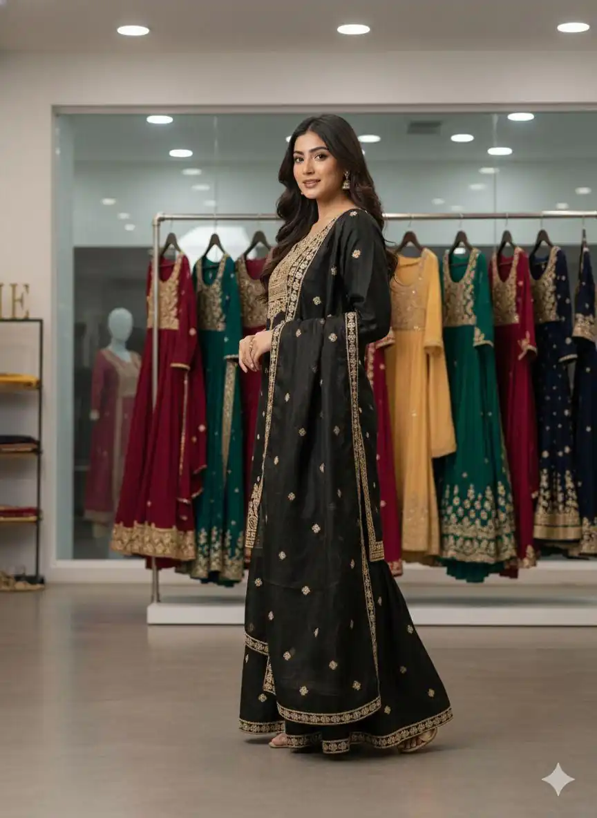 LG 2056 Black Organza Salwar Suit with Embroidery Work. Wedding, Party, Festive, Events Festive Deal ₹2099. Delivery 4-6 Working Days. Shop now. | Jump Suits, Straight Suits, Casual Suits, Creative suits, Designer Suits, Palazzo Suits, Party Wear Suits, Patiala Suits, Salwar suit