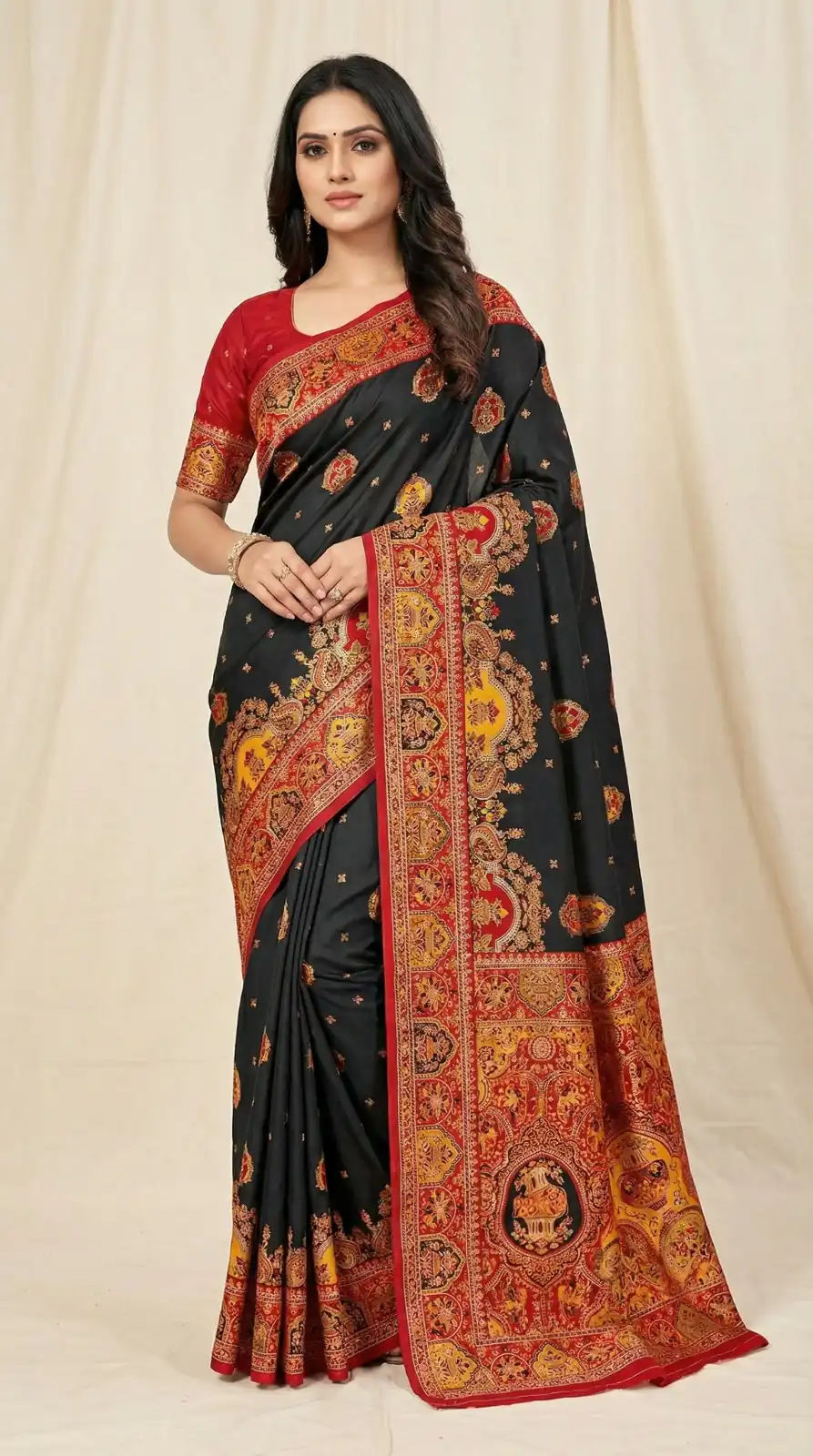 MB 56 Black Paithani Silk Saree with Lace Border & Lace Work. Affordable Price ₹2399. Delivery 4-6 Working Days. Shop now. | Bollywood Sarees, Creative Sarees, Designer Sarees, Embroidered Sarees, Ethnic Saree, Modern Digital sarees, Party Wear Sarees, Sarees