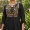 INLI Charmi vol 5 Black Rayon Thread Work Kurti . Wedding, Party, Festive, Events Affordable Price ₹1349. Delivery 4-6 Working Days. Shop now. | Bollywood Kurti, Creative Kurtis, Designer Kurti, Kurti, Party Wear Kurti, Selfie Kurti