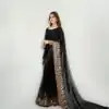 Black Soft Georgette Sequins Work Saree