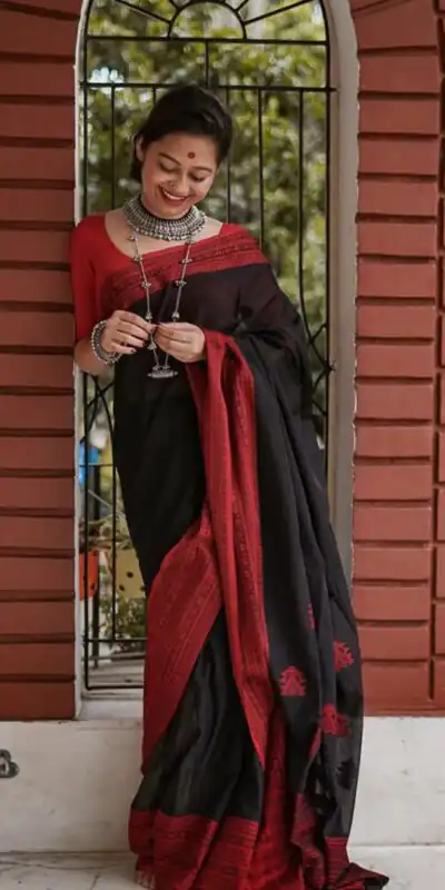 KPR 195 Black Soft Lilan Slab Weaving Work Saree with Designer Work. Available at ₹1449 only. Delivery 4-6 Working Days. Shop now. | Bollywood Sarees, Creative Sarees, Designer Sarees, Embroidered Sarees, Ethnic Saree, Modern Digital sarees, Party Wear Sarees, Sarees