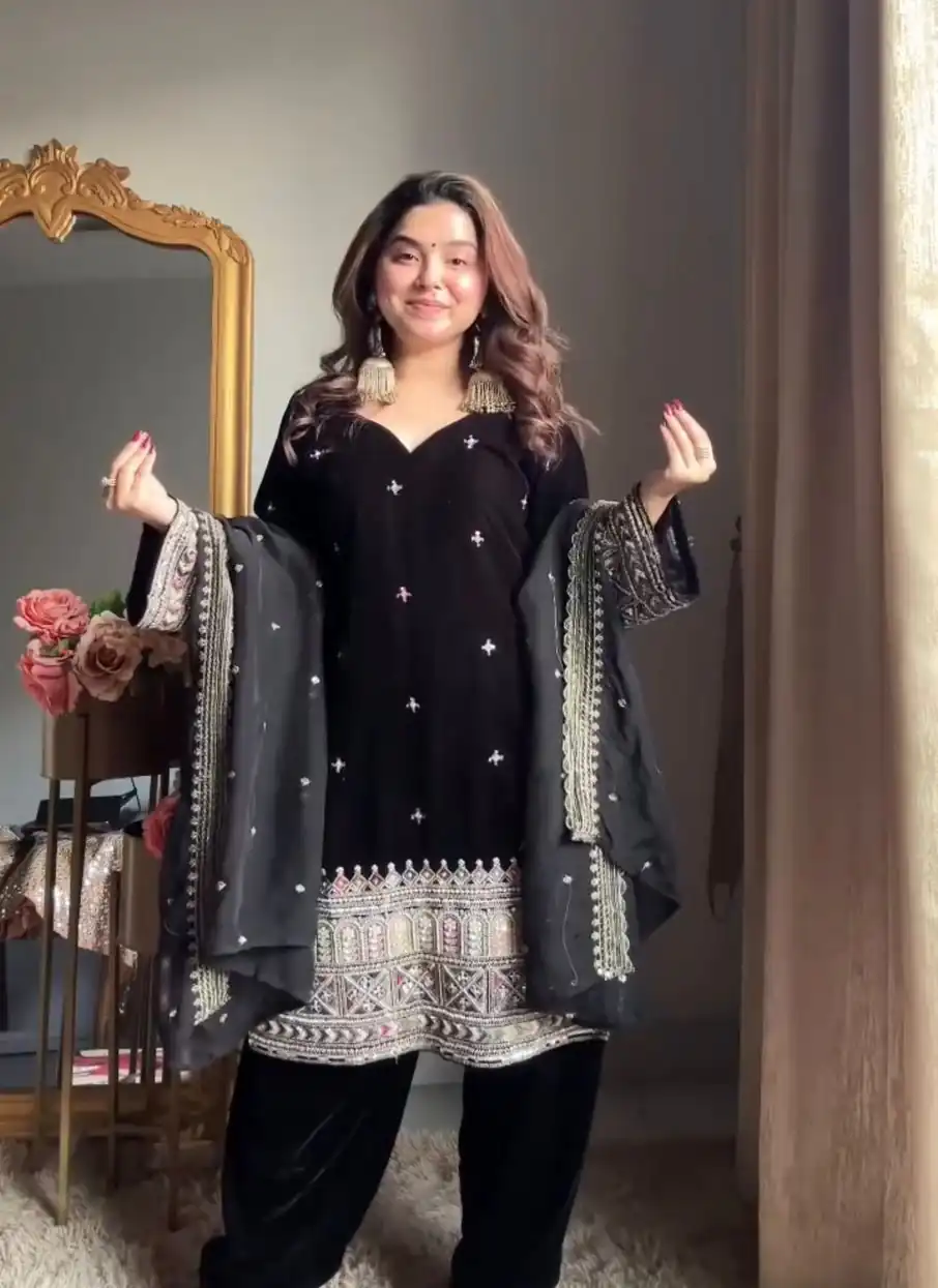 KD 1571 Black Color Velvet With Sequence Work Salwar Suit . Online Exclusive Offer ₹2399. Delivery 4-6 Working Days. Shop now. | Jump Suits, Straight Suits, Casual Suits, Creative suits, Designer Suits, Palazzo Suits, Party Wear Suits, Patiala Suits, Salwar suit