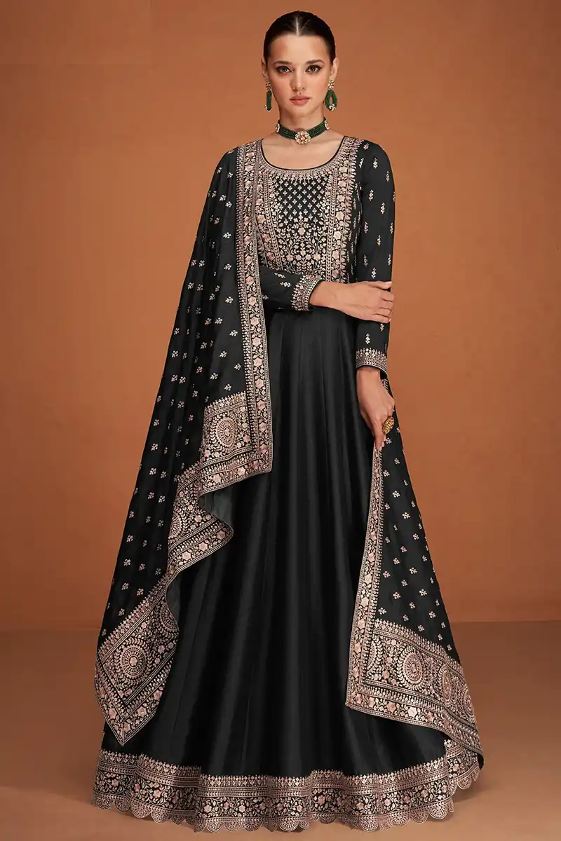FC 9577 Black Color Vichitra Salwar Suit with Embroidery Work. Available at ₹2649 only. Delivery 4-6 Working Days. Shop now. | Jump Suits, Straight Suits, Casual Suits, Creative suits, Designer Suits, Palazzo Suits, Party Wear Suits, Patiala Suits, Salwar suit