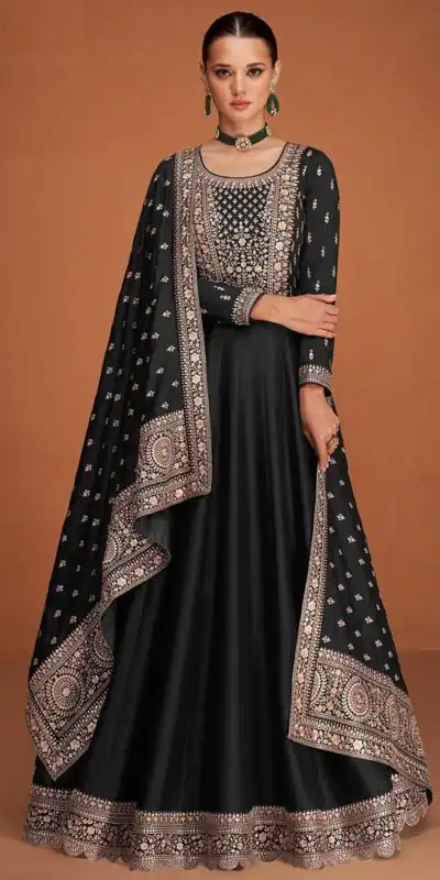 FC 9577 Black Color Vichitra Salwar Suit with Embroidery Work. Available at ₹2649 only. Delivery 4-6 Working Days. Shop now. | Jump Suits, Straight Suits, Casual Suits, Creative suits, Designer Suits, Palazzo Suits, Party Wear Suits, Patiala Suits, Salwar suit