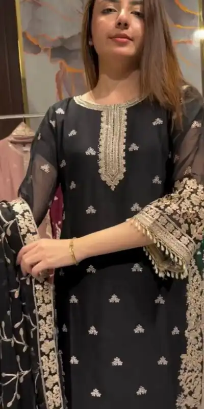 LG 2059 Black Color Zimmy Choo Salwar Suit with Embroidery Work. Wedding, Party, Festive, Events, Grab it for ₹2399. Delivery 4-6 Working Days. Shop now. | Jump Suits, Straight Suits, Casual Suits, Creative suits, Designer Suits, Palazzo Suits, Party Wear Suits, Patiala Suits, Salwar suit