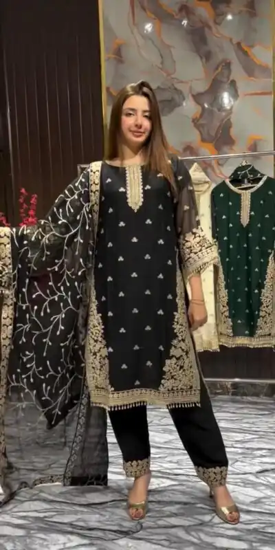 LG 2059 Black Color Zimmy Choo Salwar Suit with Embroidery Work. Wedding, Party, Festive, Events, Grab it for ₹2399. Delivery 4-6 Working Days. Shop now. | Jump Suits, Straight Suits, Casual Suits, Creative suits, Designer Suits, Palazzo Suits, Party Wear Suits, Patiala Suits, Salwar suit