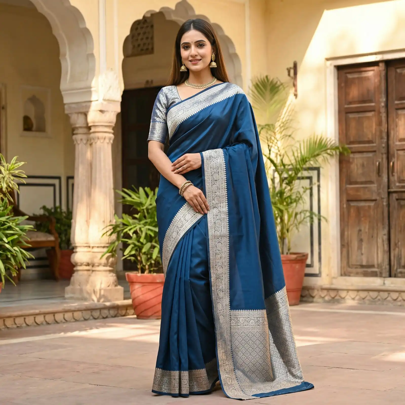 MB 3322 Blue in Color Banarasi Silk Zari Work & Lace Work Saree . Now at just ₹1899. Delivery 4-6 Working Days. Shop now. | Bollywood Sarees, Creative Sarees, Designer Sarees, Embroidered Sarees, Ethnic Saree, Modern Digital sarees, Party Wear Sarees, Sarees