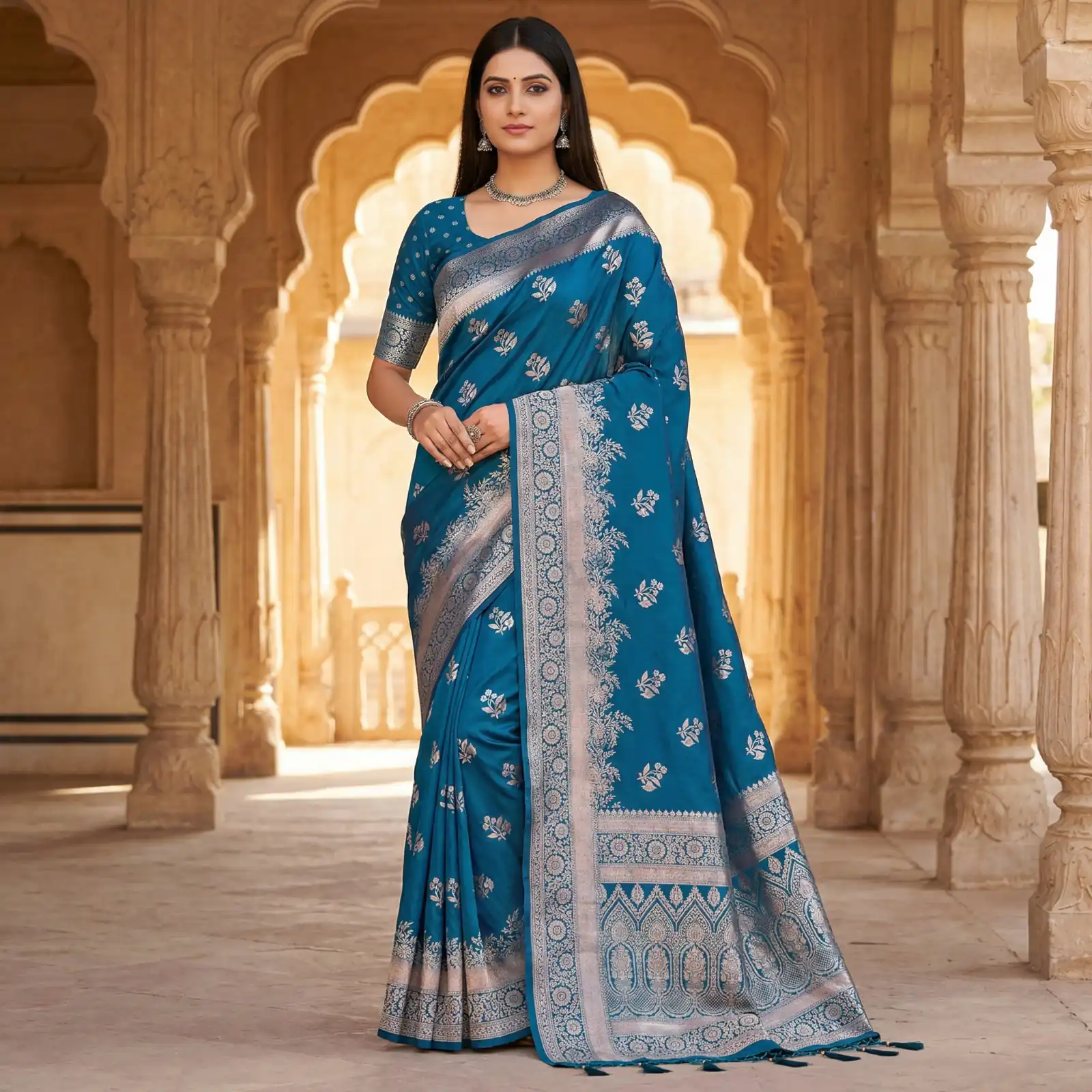 MB 39 Blue Color Banarasi Saree with Zari Work & Lace Work. Introductory Price ₹1899. Delivery 4-6 Working Days. Shop now. | Bollywood Sarees, Creative Sarees, Designer Sarees, Embroidered Sarees, Ethnic Saree, Modern Digital sarees, Party Wear Sarees, Sarees
