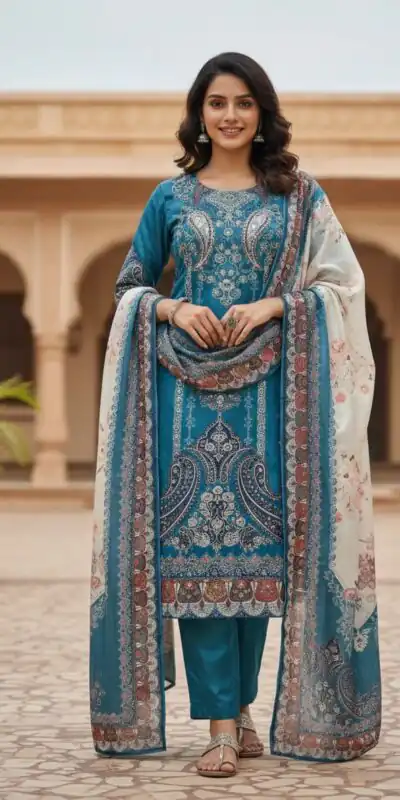 BE 438 Blue Chinon Salwar Suit Perfect for Wedding, Party, Temple Visit, Reception, Karwa Chauth – . Grab it for ₹1799. Delivery 4-6 Working Days. | Jump Suits, Straight Suits, Casual Suits, Creative suits, Designer Suits, Palazzo Suits, Party Wear Suits, Patiala Suits, Salwar suit