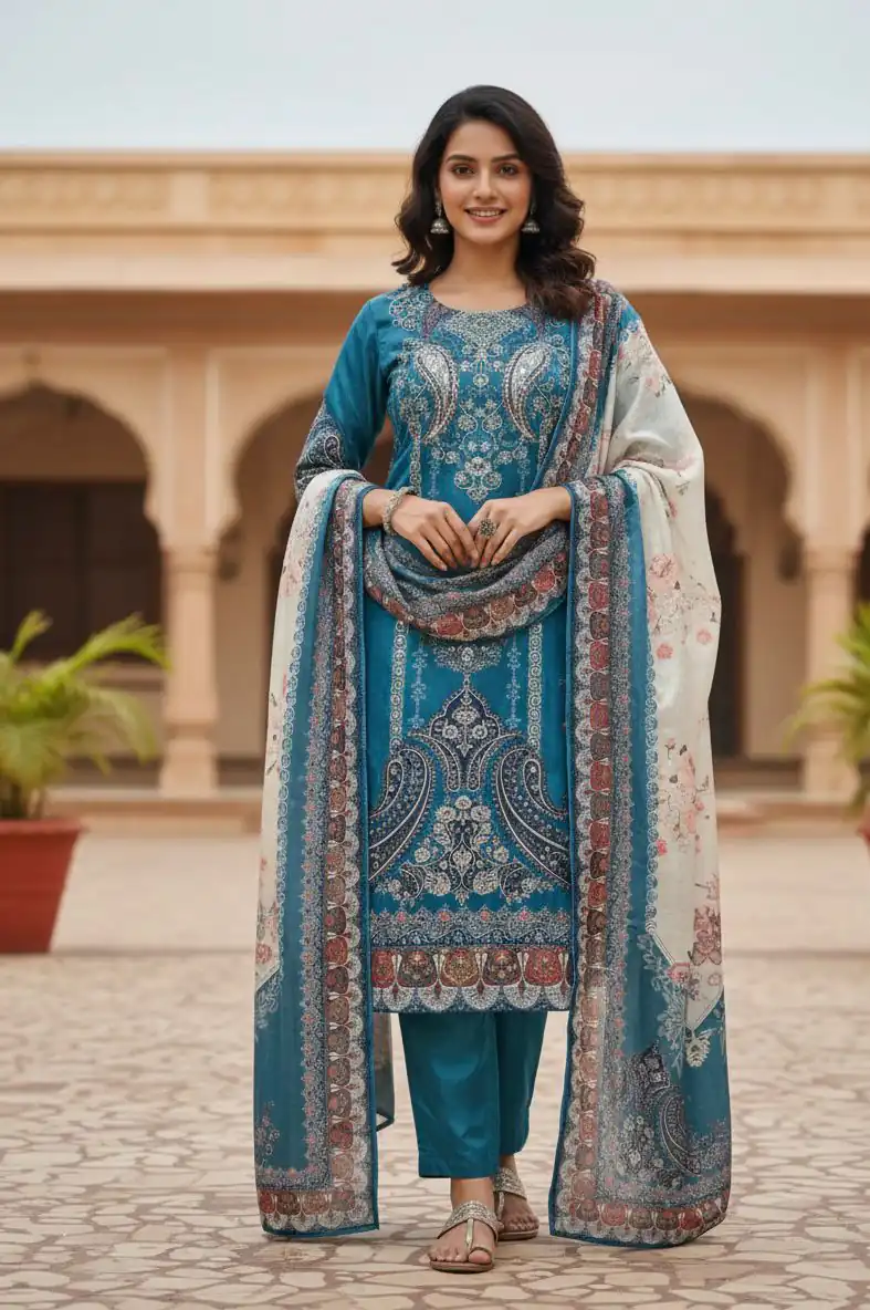 BE 438 Blue Chinon Salwar Suit Perfect for Wedding, Party, Temple Visit, Reception, Karwa Chauth – . Grab it for ₹1799. Delivery 4-6 Working Days. | Jump Suits, Straight Suits, Casual Suits, Creative suits, Designer Suits, Palazzo Suits, Party Wear Suits, Patiala Suits, Salwar suit