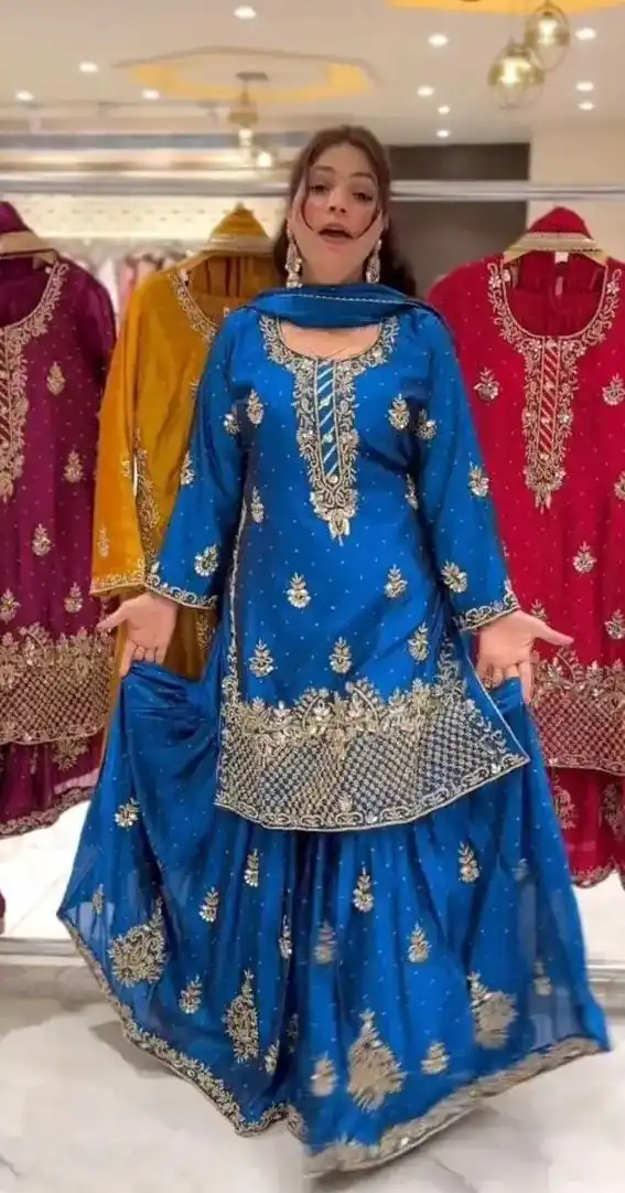 NF 1249 Blue Color Chinon Silk Salwar Suit with Embroidery Work. Online Get it for ₹2149. Delivery 4-6 Working Days. Shop now. | Jump Suits, Straight Suits, Casual Suits, Creative suits, Designer Suits, Palazzo Suits, Party Wear Suits, Patiala Suits, Salwar suit