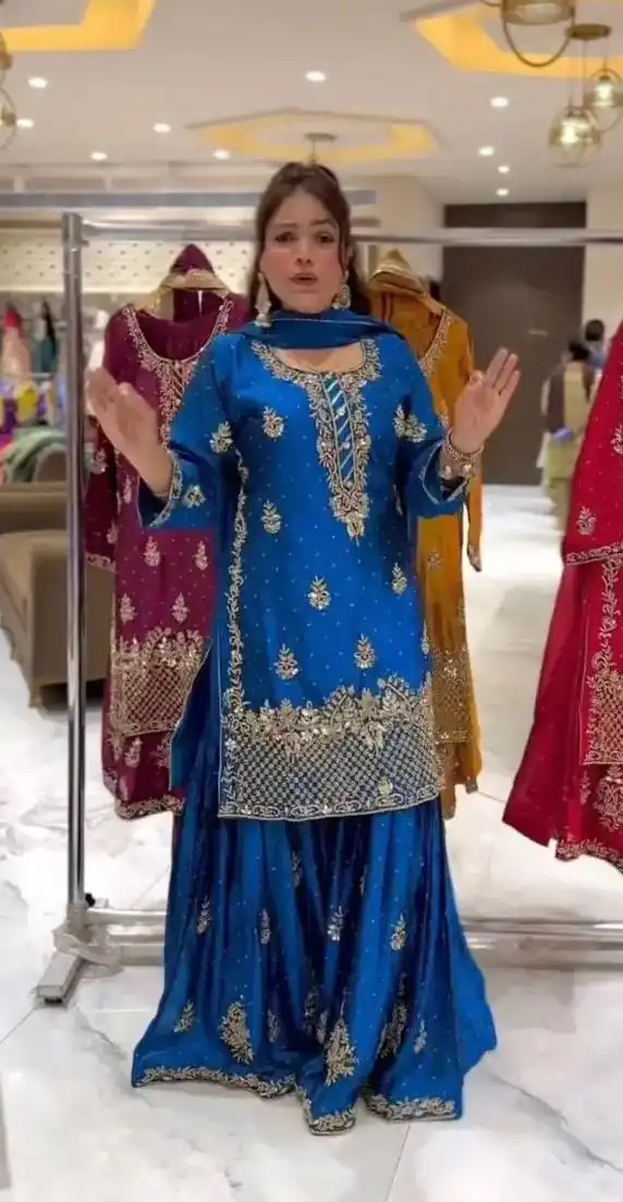 NF 1249 Blue Color Chinon Silk Salwar Suit with Embroidery Work. Online Get it for ₹2149. Delivery 4-6 Working Days. Shop now. | Jump Suits, Straight Suits, Casual Suits, Creative suits, Designer Suits, Palazzo Suits, Party Wear Suits, Patiala Suits, Salwar suit