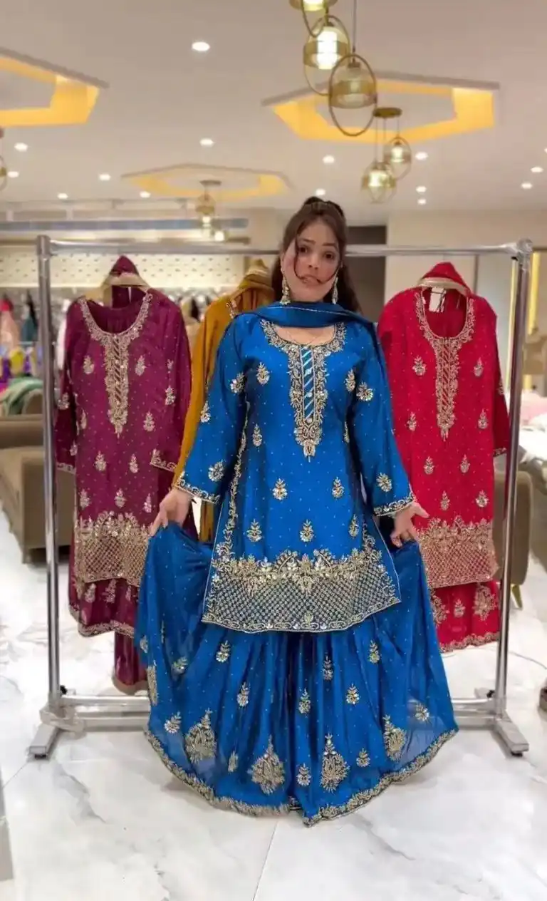 NF 1249 Blue Color Chinon Silk Salwar Suit with Embroidery Work. Online Get it for ₹2149. Delivery 4-6 Working Days. Shop now. | Jump Suits, Straight Suits, Casual Suits, Creative suits, Designer Suits, Palazzo Suits, Party Wear Suits, Patiala Suits, Salwar suit